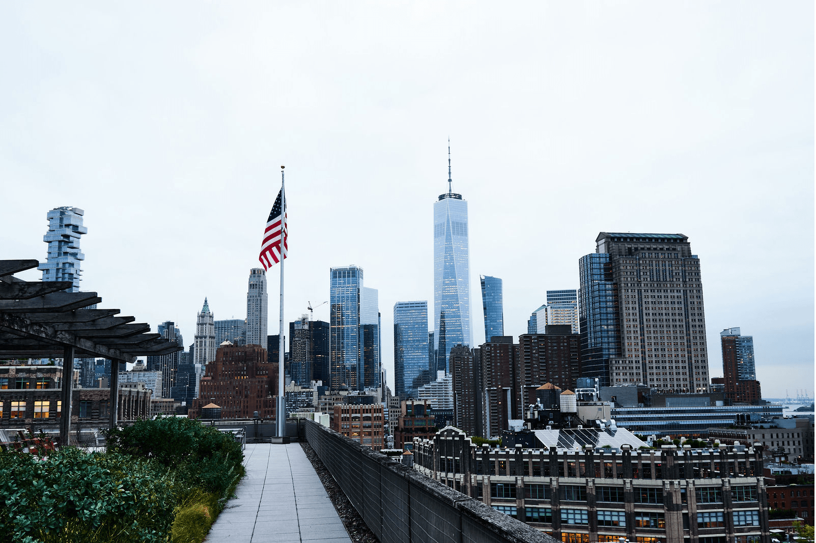 Rooftop terrace with NYC skyline